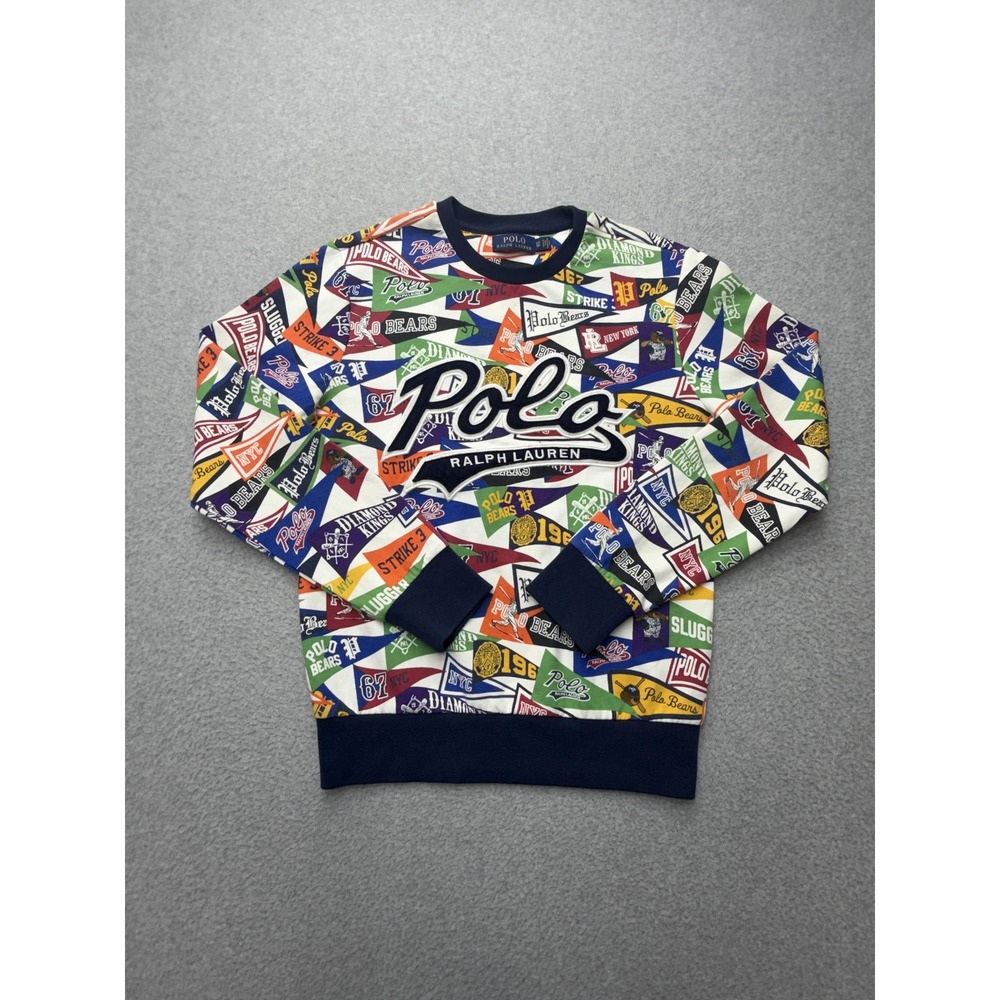 Polo Ralph Lauren Sweatshirt Mens XS Multicolor Pennant Fleece Pullover Logo - Picture 8 of 15